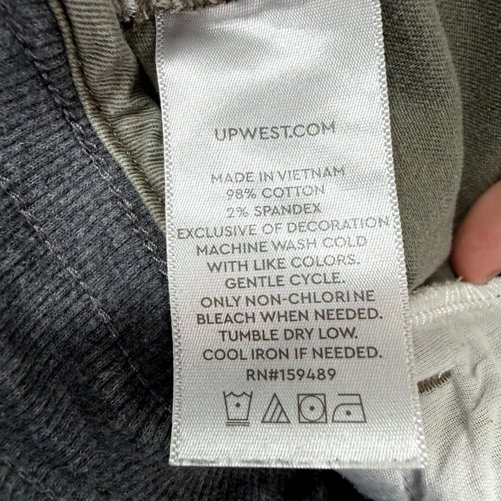 UpWest Canvas Pants Mens Large Fits 38x28* Green Stretch Ribbed Waist Drawstring - Picture 12 of 13